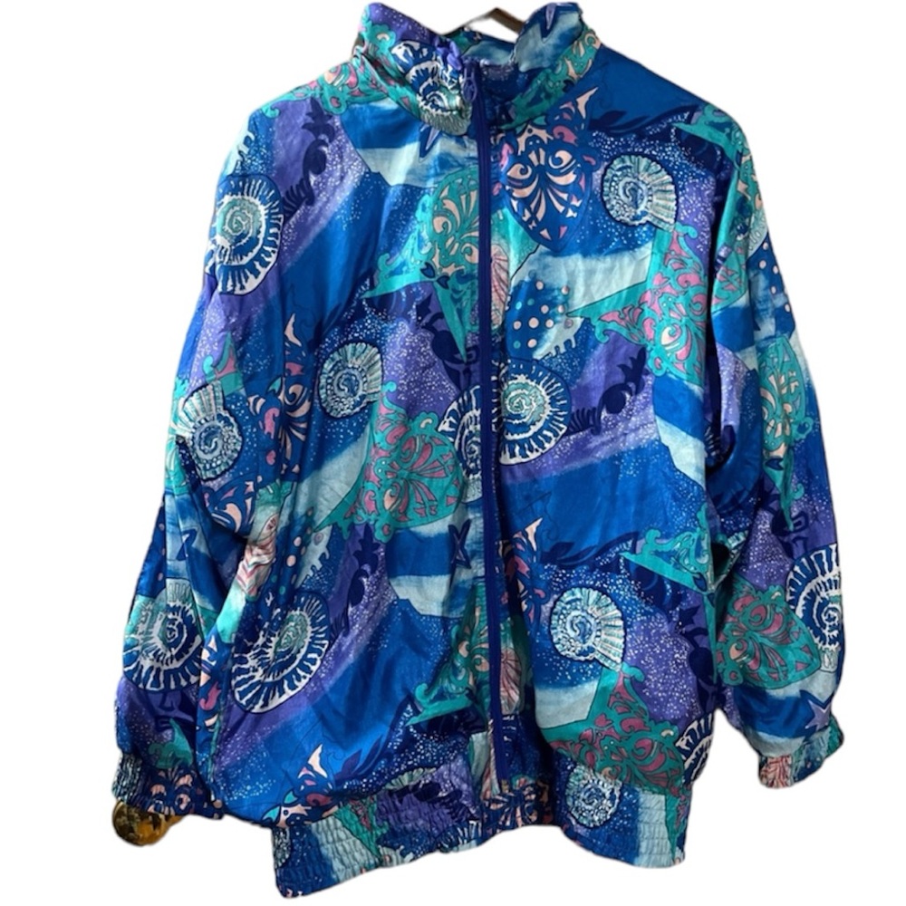 Vintage Lavon 90s Grandma vibes Retro Seaside Windbreaker, sz L